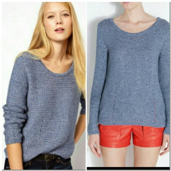 Rag & Bone Laurel Knit Cotton Pullover Sweater Blue XS - Picture 1 of 9
